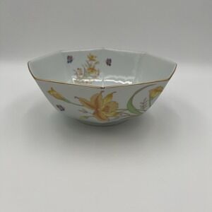 Shaddy‎ Fine China Japan Octagonal Bowl Floral Butterfly Gold Rimmed